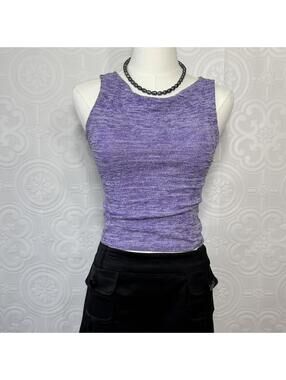 Vintage 90s Love & Kisses Tank Top Womens Small Purple Lavender Stretch Knit